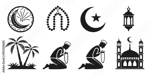 Religious symbols and cultural icons from different faiths and traditions