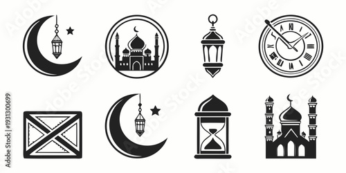 Assorted icons representing various cultural and religious symbols and objects