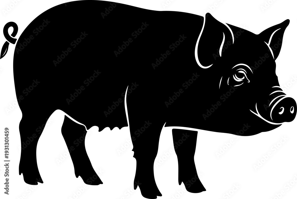 Fototapeta premium Pig silhouette vector illustration