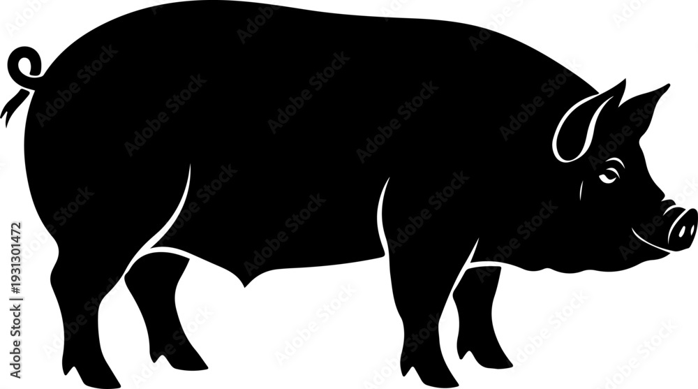 Fototapeta premium Pig silhouette vector illustration