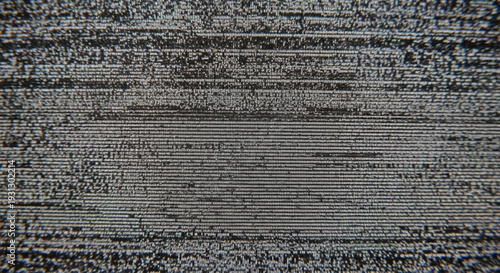 A vector graphic illustration of a distorted television screen with static noise and glitchy lines