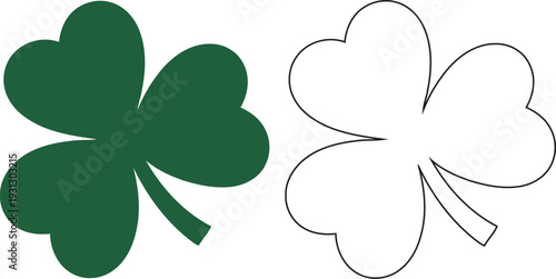 Set of 2 Shamrock Clover Icons Vector