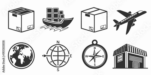 Icons representing various modes of transportation and navigation methods