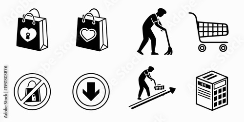 Illustrations of shopping, discounts, and delivery for retail and e-commerce