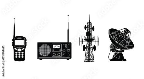 
A collection of various communication devices and towers
