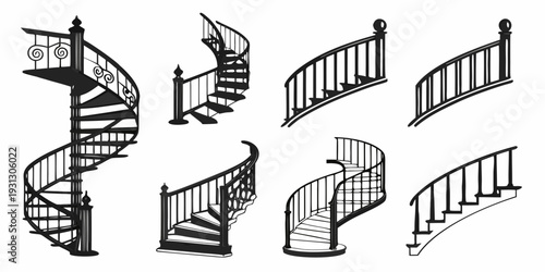 A variety of different types of spiral and helical structures and shapes