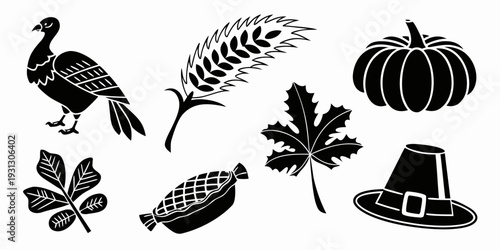 Autumn scene with a pumpkin, corn, and a hat