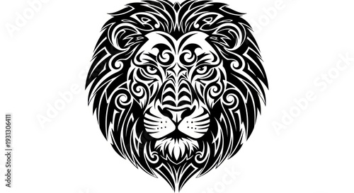 Ornate Lion Head Illustration Design.