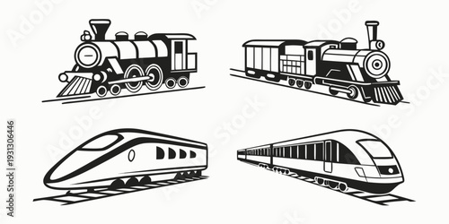 A visual timeline showcasing the evolution of trains from steam to modern high-speed rail.