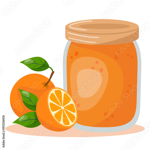 jar of orange jam with orange