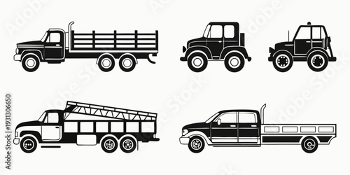 A diverse collection of vintage trucks showcasing various designs and functionalities.