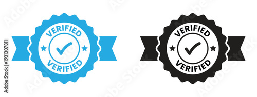 Verified badges with checkmarks, blue and black seals
