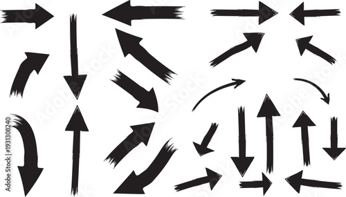 Hand drawn arrow vector graphics custom illustrations with various arrow directions and styles