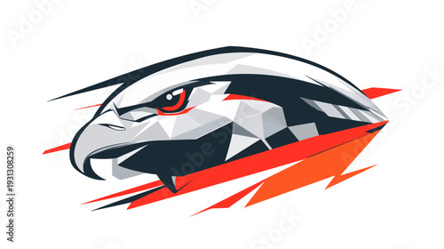 Stylized eagle head logo with dynamic motion elements