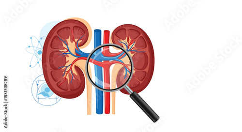 Magnifying glass hovers over digital profile avatars during a recruitment search for qualified candidates for a job vacancy.