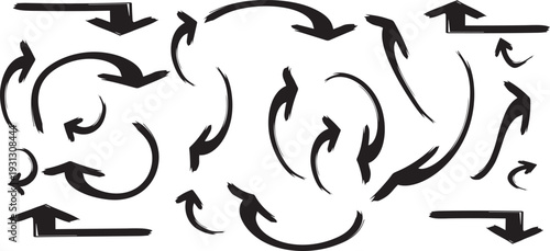 Hand drawn arrow symbols illustrations various directional arrows