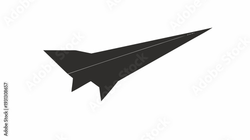 Simple paper airplane silhouette on white background