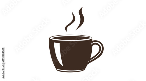 Steaming coffee cup on a white background