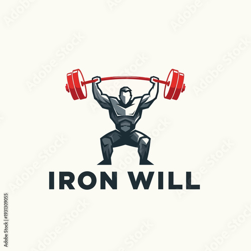 Strong figure lifting weights in a minimalist design