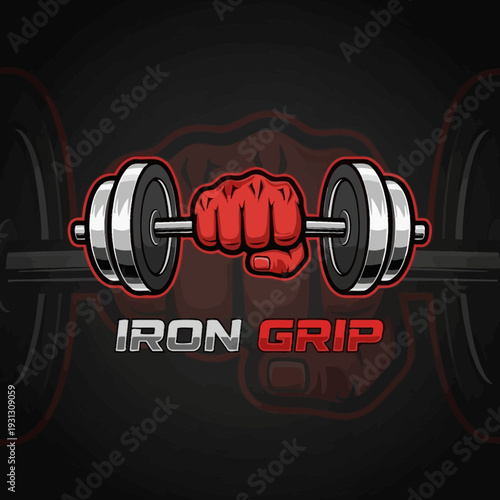 Strong fist gripping a barbell in a dynamic design