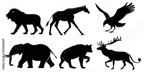 A collection of various animal silhouettes showcasing diverse wildlife