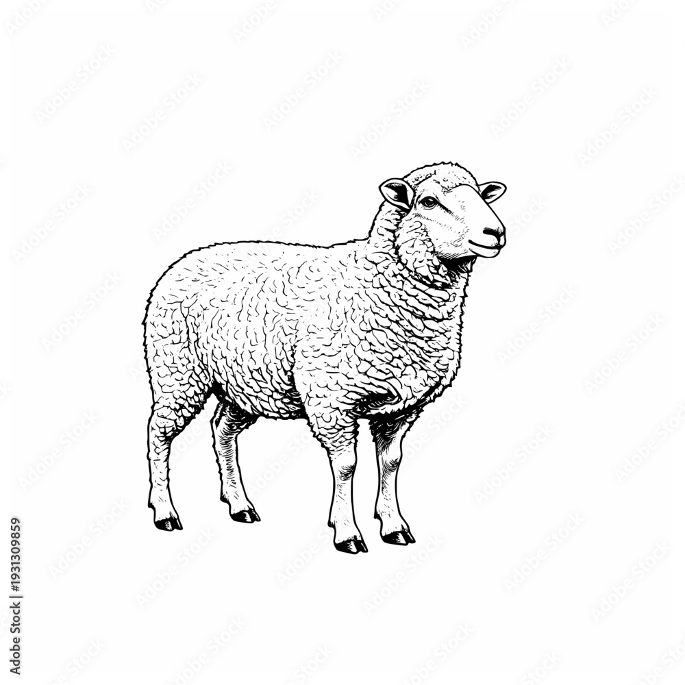 Fototapeta premium Sheep Line art vector design, sheep silhouette 