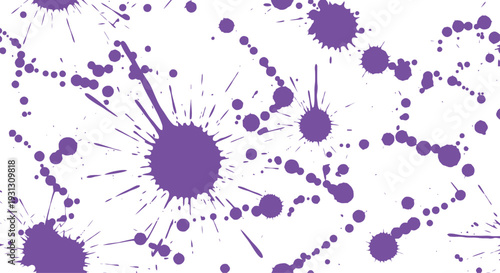 A vibrant purple paint splatter design on a white background, creating a dynamic and artistic visual effect.