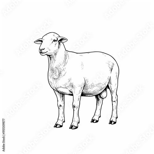 Sheep Line art vector design, sheep silhouette 