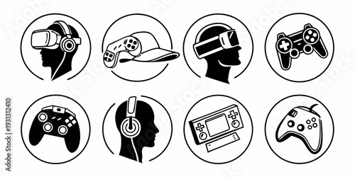Assorted icons representing various gaming activities and equipment.
