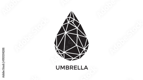 A modern geometric logo featuring a stylized black umbrella made of white polygonal lines on a clean white background, conveying innovation and protection.