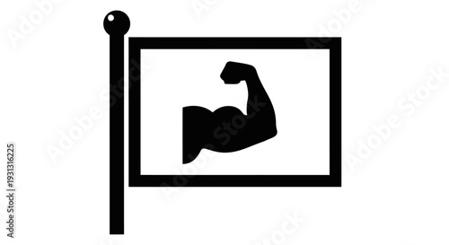 Black flexed arm muscle icon sign.