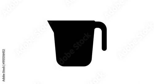 Minimalist black silhouette icon of a measuring cup, an essential kitchen utensil used for precise liquid and dry ingredient measurements in culinary and baking applications