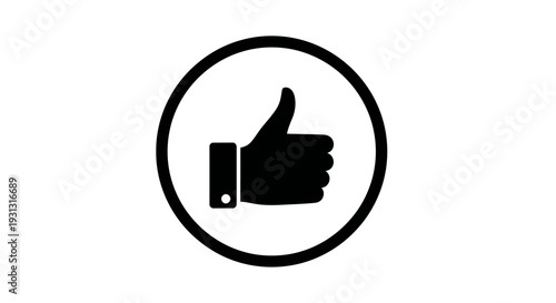 Black thumb up icon in circle.