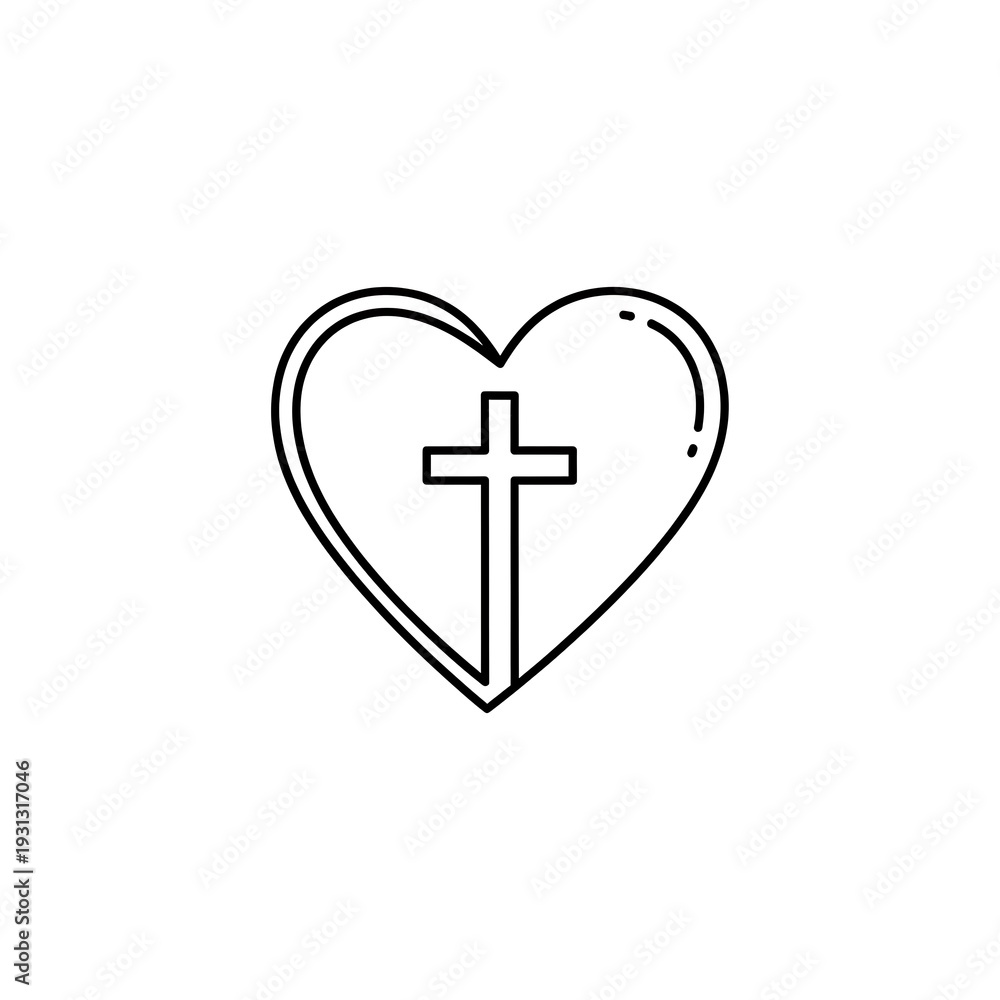Obraz premium A heart outline with a cross in the center (1)