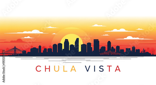 Vibrant Chula Vista cityscape at sunset with modern skyline