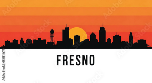 Vibrant Fresno cityscape at sunset with iconic skyline