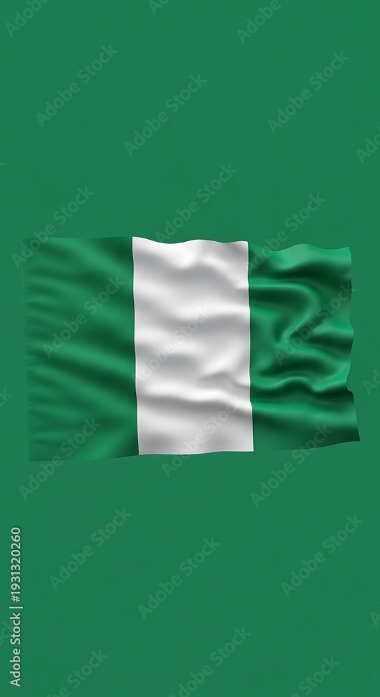 Obraz premium A green and white flag waving on a green background