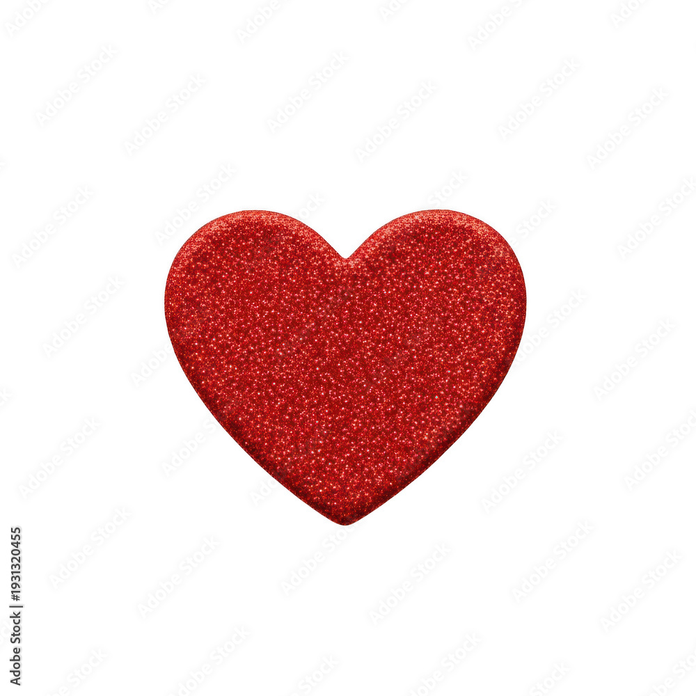 Obraz premium A red heart made of sparkly glitter on a white background