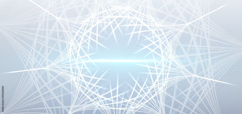 Fototapeta premium Abstract white line geometric sphere with blue glow technology background.
