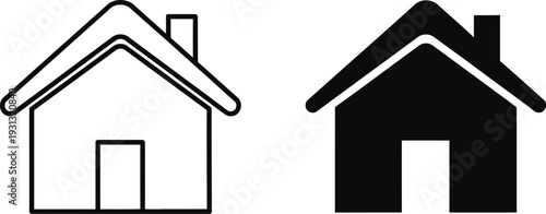 Vector house icons simple black and white residential buildings