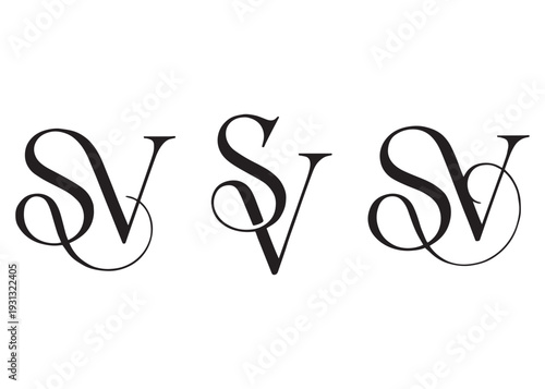 Elegant handwritten letters sv monogram or initial logo design classic vintage typography