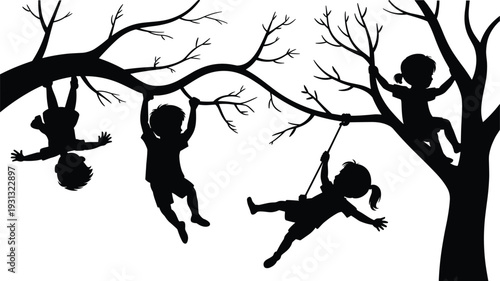 Black Silhouette Set of Muslim Men Praying on Mats in Various Poses Isolated on White Background for Islamic Religious Design