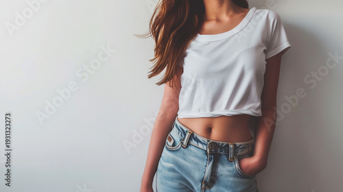 引き締まった腹筋を持つヘルシーな女性