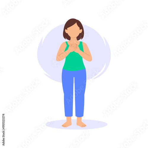 Deep Breathing, practicing controlled breathing for relaxation, Flat vector character illustration