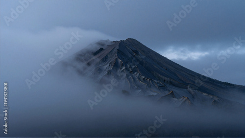 Mystical Mountain Peak Emerging from Fog-(Puncak Gunung Misterius Muncul dari Kabut)