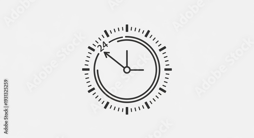 Simple Clock Icon with 24 Hour Mark.