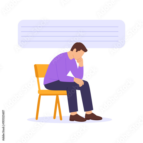 Deep Thinking, reflecting seriously on important decisions, Flat vector character illustration