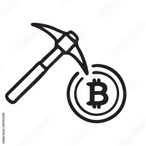 Bitcoin Mining Icon – Cryptocurrency Blockchain Concept