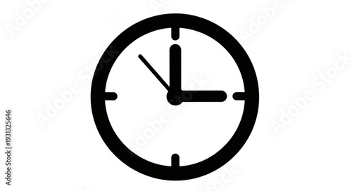 Simple Black Clock Face Showing Time.