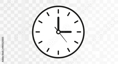 Simple Analog Clock Showing Three OClock.